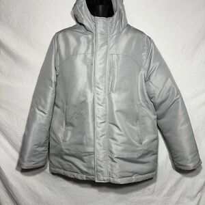Swiss Tech Men's M Silver Insulated Hooded Zip/Snap Puffer Jacket